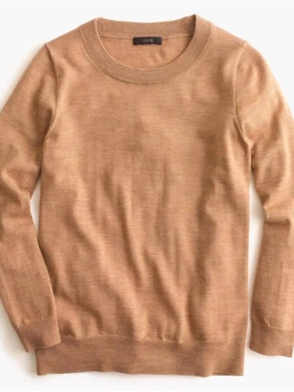 J. Crew Tippi 100% Merino Wool Knit Sweater in Heather Saddle Camel